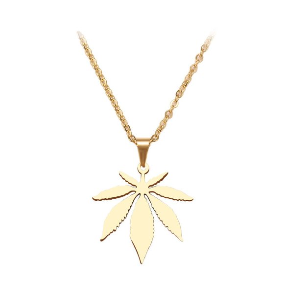 🎀 Refine Maple Leaves Delicate Dainty 14K Gold Plated Necklace, EVGG1079 - Picture 1 of 6